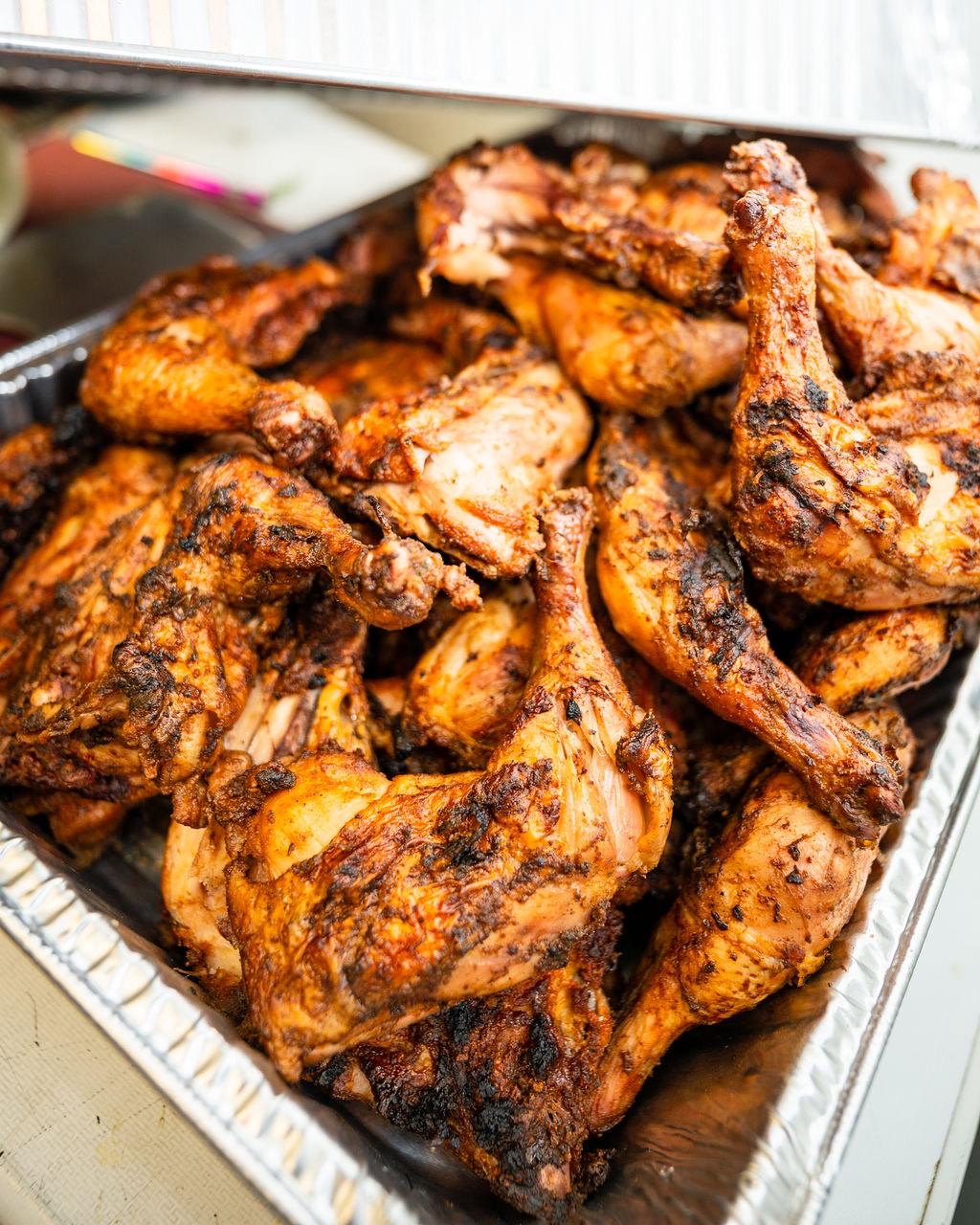 Grilled chicken fresh off the fire