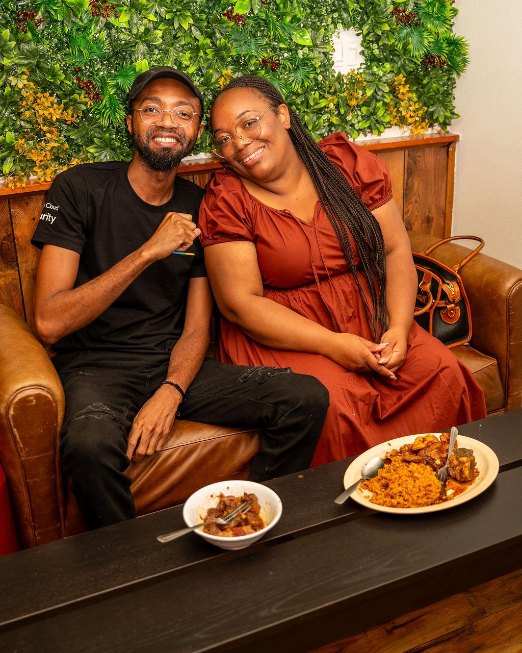 Guests enjoying jollof rice together at 9jaGrills